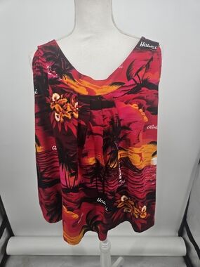 Aloha Hut Hawaii Print Sleeveless Tank Top 2XL (7787)